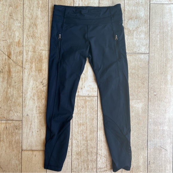 Lululemon Inspire Tight II Black Mesh Cropped Legging Luxtreme Size 6 - Picture 3 of 14